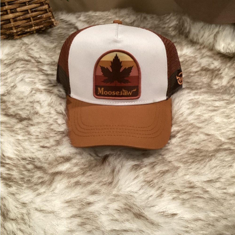 Moosejaw Maple Leaf Trucker Hat - Tan and White